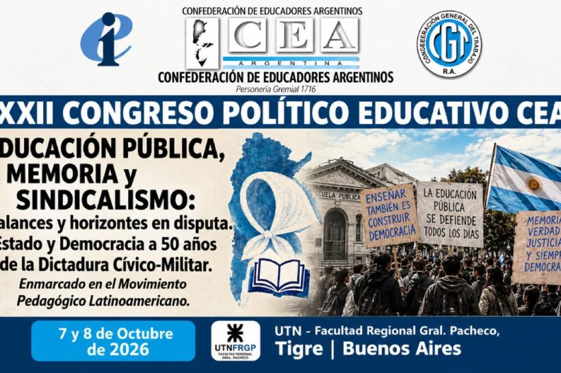Tigre será sede del XXII Congreso Político Educativo de la Confederación de Educadores Argentinos